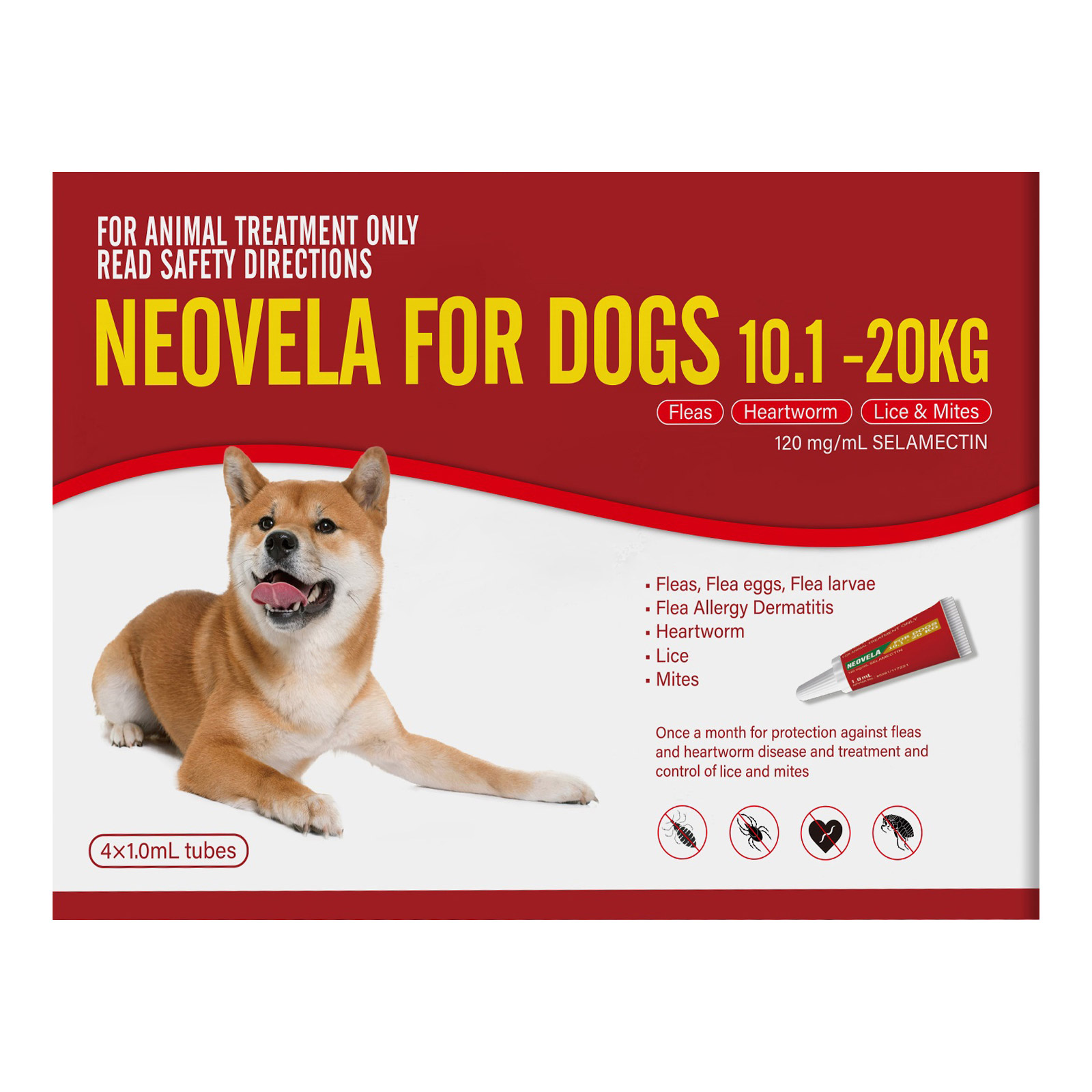Neovela (Selamectin) Flea and Worming For Dogs 10 - 20 Kg Red